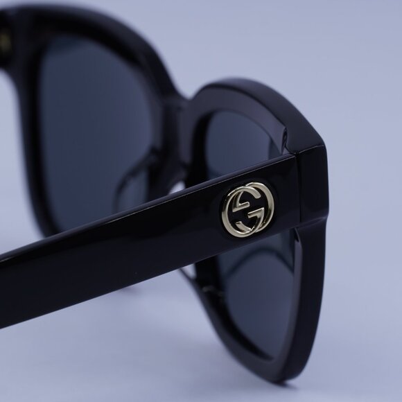 Gucci GG0034SAN 001 Sunglasses Black Square Frame, Grey Lenses - Picture 10 of 12